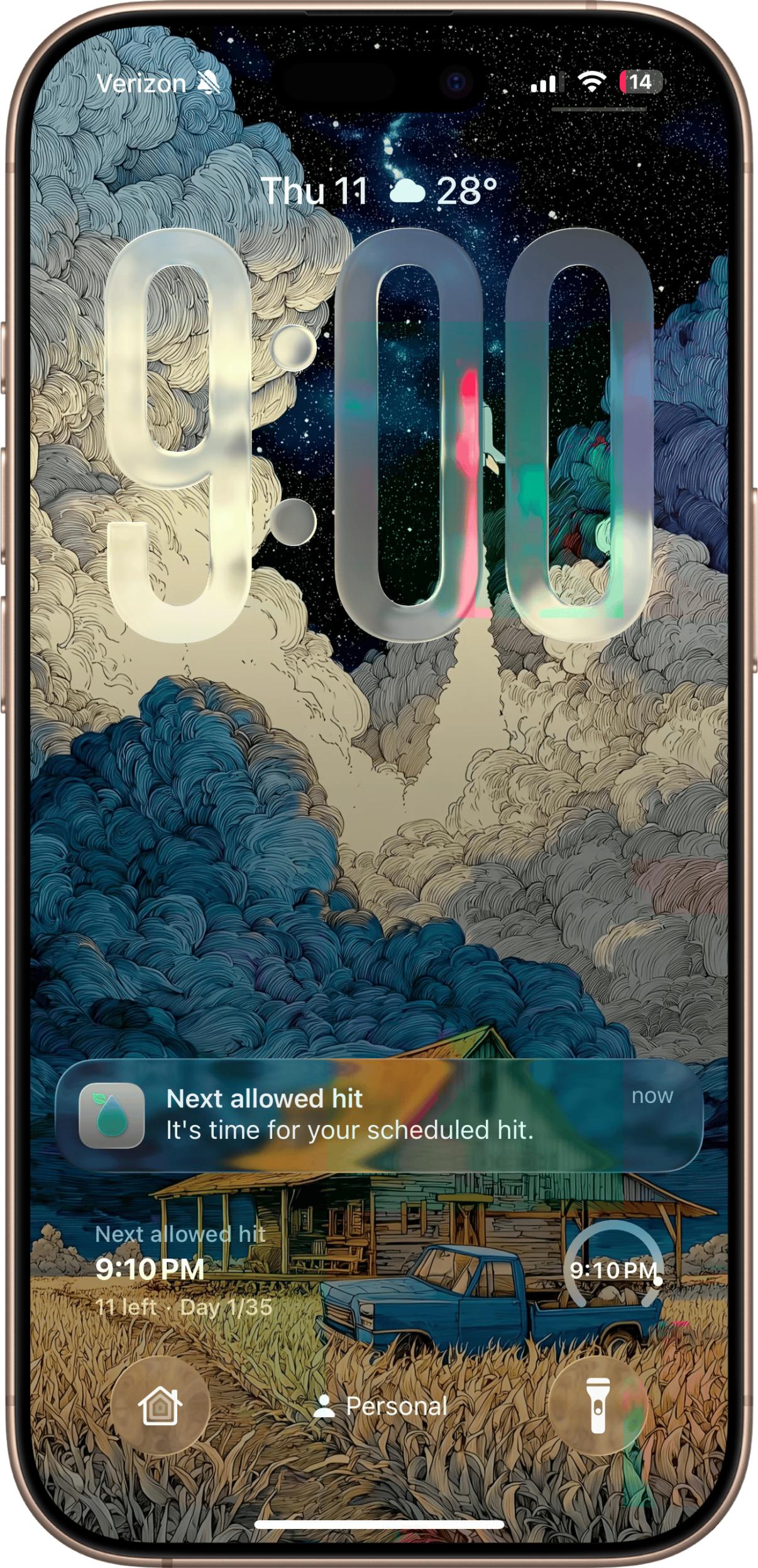 Overview screen showing plan progress and current day's target